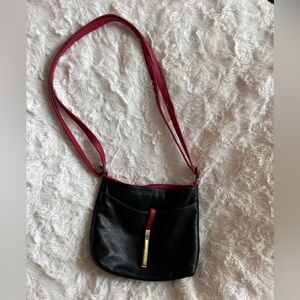 Zagara Italian Leather Navy & Red Crossbody Handbag Size 7”L x 6”H